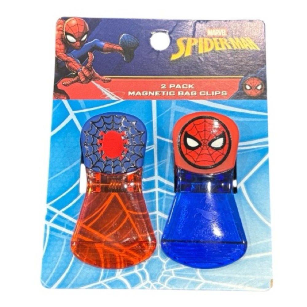 Marvel Spider-Man Magnetic Bag Clips - Red and Blue NEW 2pk